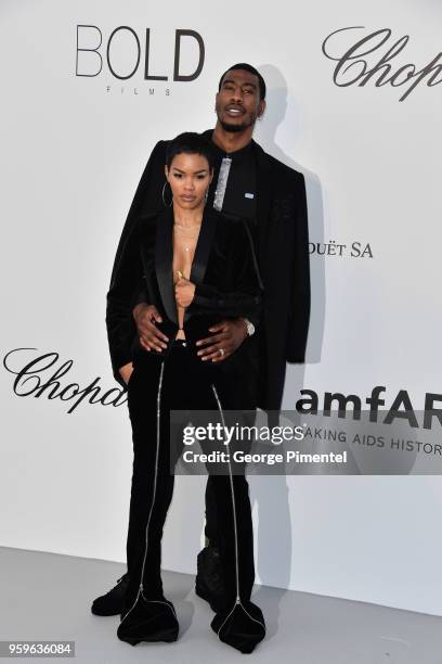 Teyana Taylor and Iman Shumpert arrive at the amfAR Gala Cannes 2018 at Hotel du Cap-Eden-Roc on May 17, 2018 in Cap d'Antibes, France.