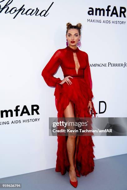 Alina Baikova arrives at the amfAR Gala Cannes 2018 at Hotel du Cap-Eden-Roc on May 17, 2018 in Cap d'Antibes, France.