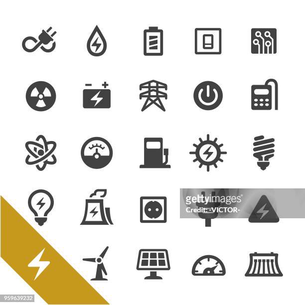 electricity icons - select series - electricity pylon stock illustrations