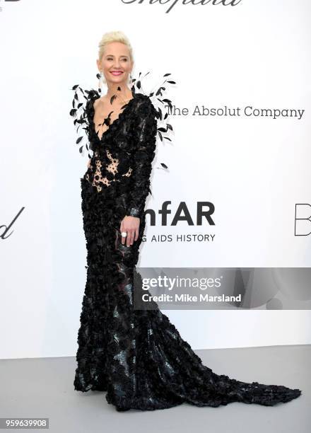 Anne Heche arrives at the amfAR Gala Cannes 2018 at Hotel du Cap-Eden-Roc on May 17, 2018 in Cap d'Antibes, France.