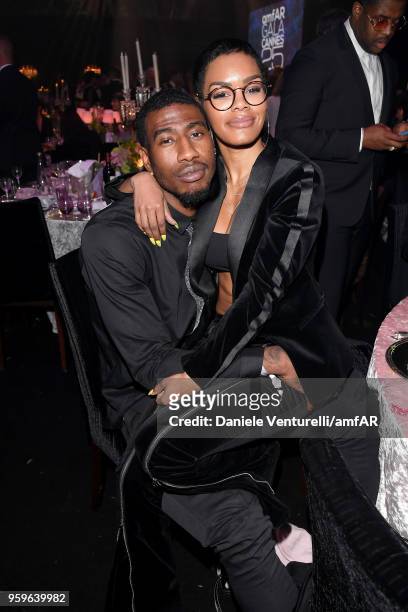 Iman Shumpert and Teyana Taylor attend the amfAR Gala Cannes 2018 dinner at Hotel du Cap-Eden-Roc on May 17, 2018 in Cap d'Antibes, France.
