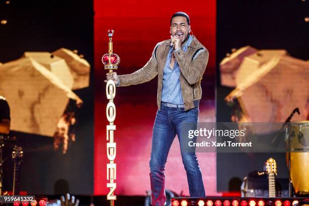 Romeo Santos performs in concert at Palau Sant Jordi during his "Golden Tour 2018" on May 17, 2018 in Barcelona, Spain.