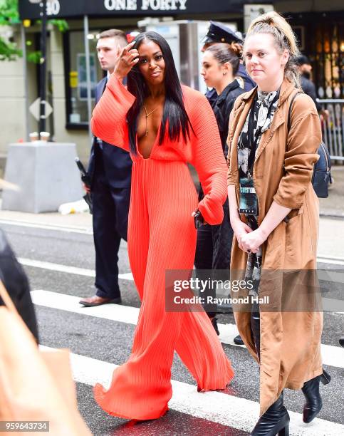 Nafessa Williams is seen walking in midtown on May 17, 2018 in New York City.