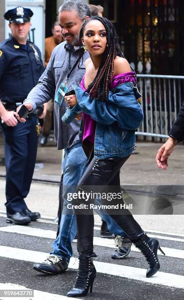 China Anne McClain is seen walking in midtown on May 17, 2018 in New York City.