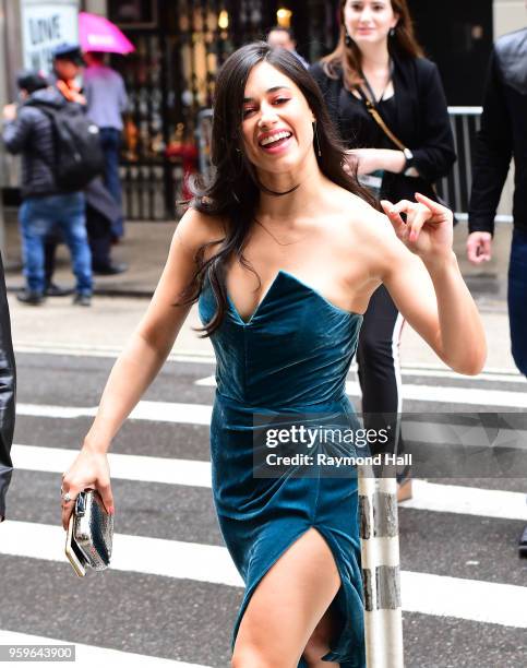 Jeanine Mason is seen walking in midtown on May 17, 2018 in New York City.