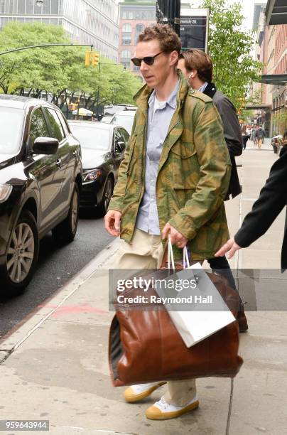 Benedict Cumberbatch is seen walking in soho on May 17, 2018 in New York City.