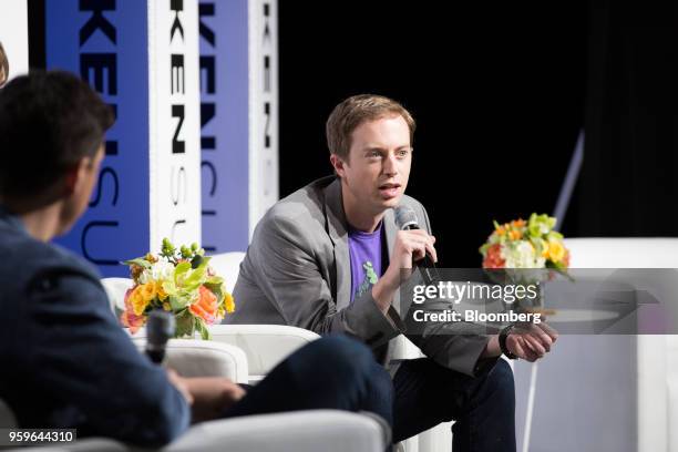 Erik Voorhees, chief executive officer and founder of ShapeShift AG, speaks during the Token Summit in New York, U.S., on Thursday, May 17, 2018. The...