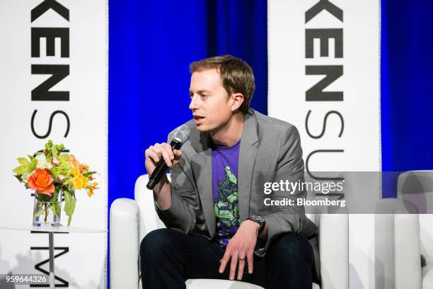 Erik Voorhees, chief executive officer and founder of ShapeShift AG, speaks during the Token Summit in New York, U.S., on Thursday, May 17, 2018. The...