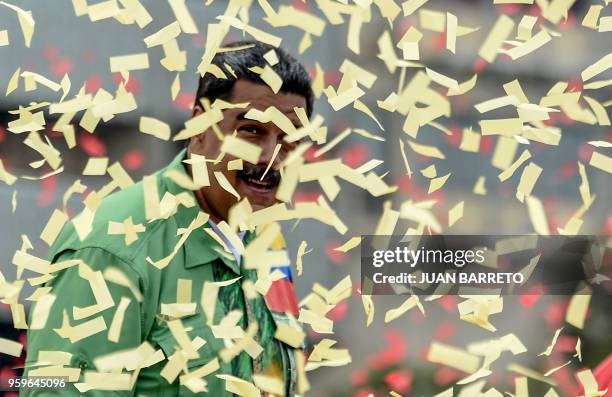 Venezuelan President and presidential candidate Nicolas Maduro during the closing rally of his campaign ahead of the weekend's election, in Caracas,...