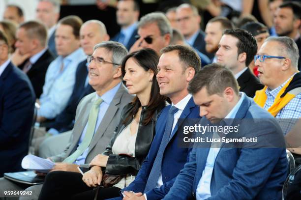 Sinisa Mali, Major of Belgrade and Jordi Bertomeu, President and CEO of Euroleague Basketball during the 2018 Turkish Airlines EuroLeague F4 Final...