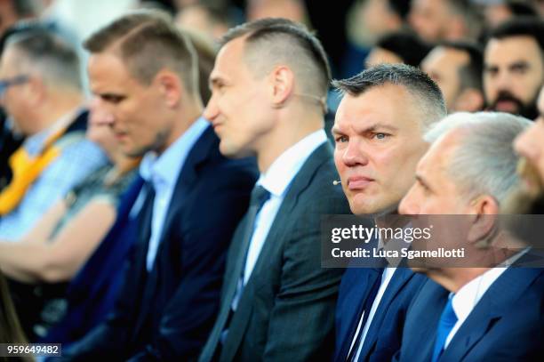 Sarunas Jasikevicius, Head Coach of Zalgiris Kaunas during the 2018 Turkish Airlines EuroLeague F4 Final Four Opening Press Conference at Kalemegdan...