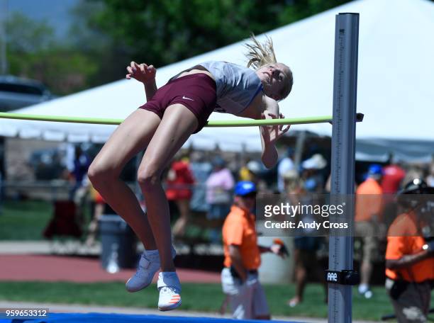 Rylee Anderson, Silver Creek was unable to clear the bar on this jump but takes the girls 4A State high jump title on the first day of the Colorado...