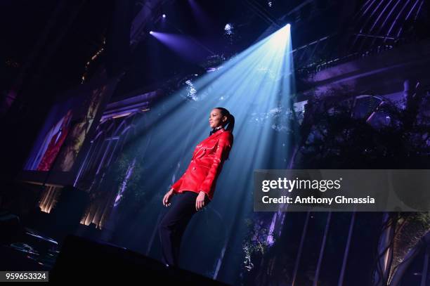 Lais Ribeiro wearing Ralph Lauren walks the runway at the amfAR Gala Cannes 2018 at Hotel du Cap-Eden-Roc on May 17, 2018 in Cap d'Antibes, France.