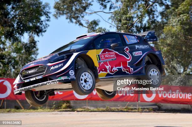Sebastien Ogier of France and Julien Ingrassia of France compete with their M-Sport Ford WRT Ford Fiesta WRC during Day One of the WRC Portugal on...