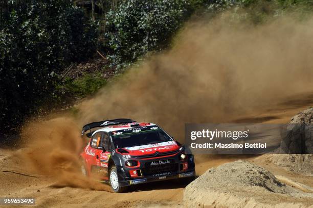Kris Meeke of Great Britain and Paul Nagle of Ireland compete with their Citroen Total Abu Dhabi WRT Citroen C3 WRC during Day One of the WRC...