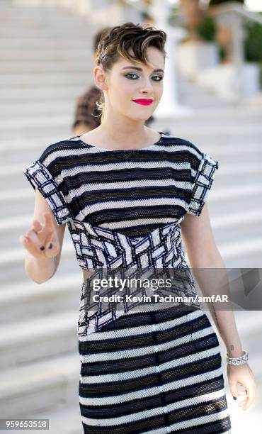 Kristen Stewart attends the cocktail at the amfAR Gala Cannes 2018 at Hotel du Cap-Eden-Roc on May 17, 2018 in Cap d'Antibes, France.