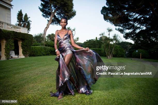 Aamito Lagum poses for portraits at the amfAR Gala Cannes 2018 cocktail at Hotel du Cap-Eden-Roc on May 17, 2018 in Cap d'Antibes, France.