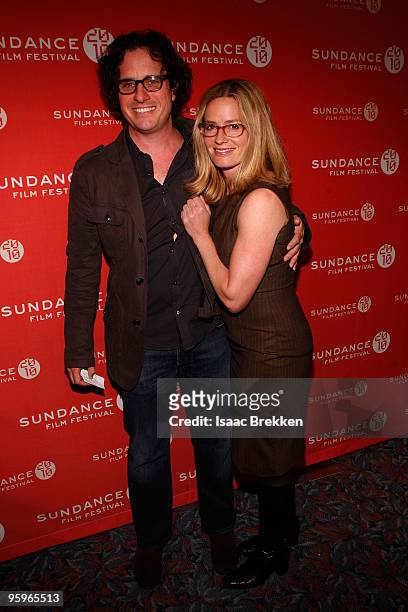 Director Davis Guggenheim and actress Elisabeth Shue attend the "Waiting for A Superman" premiere during the 2010 Sundance Film Festival at...