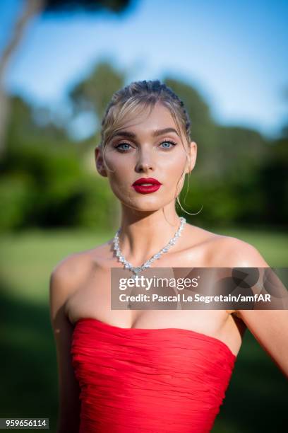 Elsa Hosk poses for portraits at the amfAR Gala Cannes 2018 cocktail at Hotel du Cap-Eden-Roc on May 17, 2018 in Cap d'Antibes, France.