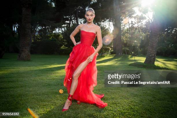 Elsa Hosk poses for portraits at the amfAR Gala Cannes 2018 cocktail at Hotel du Cap-Eden-Roc on May 17, 2018 in Cap d'Antibes, France.