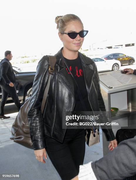 Kate Upton is seen at LAX on May 17, 2018 in Los Angeles, California.