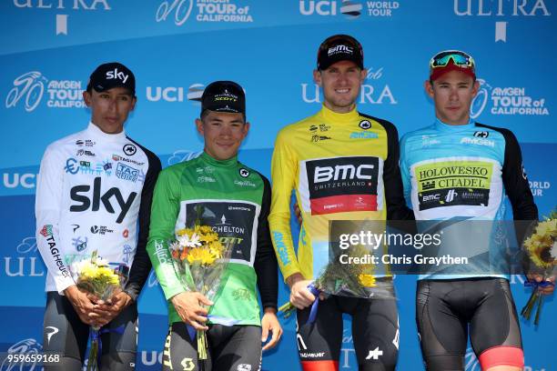 Egan Arley Bernal Gomez of Colombia riding for Team Sky in the TAG Heuer Best Young Rider jersey, Caleb Ewan of Australia riding for Team...
