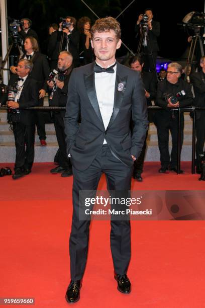 Niels Schneider attends the screening of "Knife + Heart " during the 71st annual Cannes Film Festival at Palais des Festivals on May 17, 2018 in...
