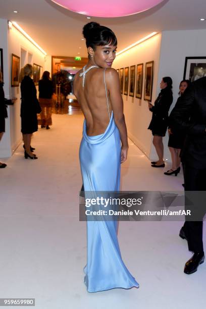 Laura Harrier attends the amfAR Gala Cannes 2018 after party at Hotel du Cap-Eden-Roc on May 17, 2018 in Cap d'Antibes, France.