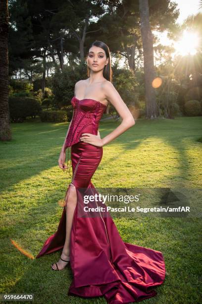 Neelam Gill poses for portraits at the amfAR Gala Cannes 2018 cocktail at Hotel du Cap-Eden-Roc on May 17, 2018 in Cap d'Antibes, France.