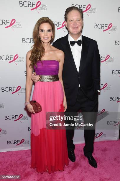 Amy France and Brian France attend the Breast Cancer Research Foundation Hot Pink Gala hosted by Elizabeth Hurley at Park Avenue Armory on May 17,...