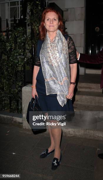 Sarah, Duchess of York seen on a night out at Annabel's club in Mayfair on May 17, 2018 in London, England.