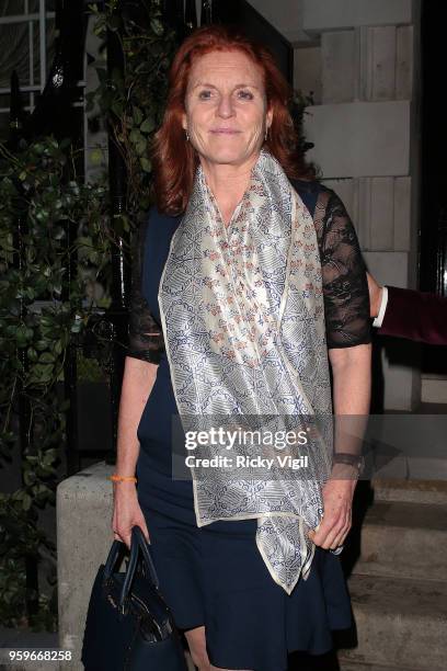 Sarah, Duchess of York seen on a night out at Annabel's club in Mayfair on May 17, 2018 in London, England.