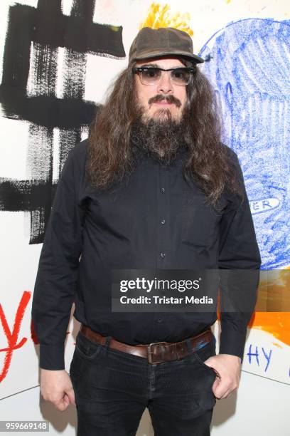 Jonathan Meese during the exhibition preview for 'Jonathan Meese, Daniel Richter, Tal R. The Men who fell from Earth' at Kunsthaus Stade on 17th May...