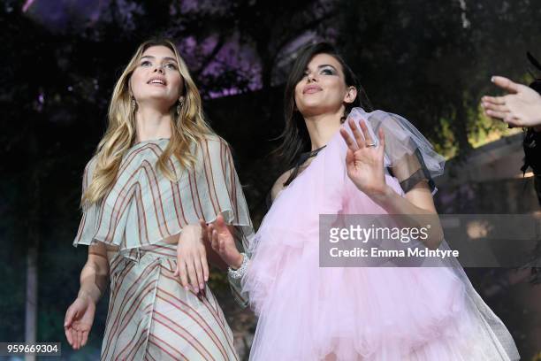 Megan Williams and Georgia Fowler on stage at the amfAR Gala Cannes 2018 at Hotel du Cap-Eden-Roc on May 17, 2018 in Cap d'Antibes, France.