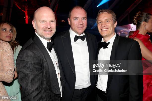 Christian Gries, Ralph Dommermuth and Oliver Samwer attend the amfAR Gala Cannes 2018 after party at Hotel du Cap-Eden-Roc on May 17, 2018 in Cap...