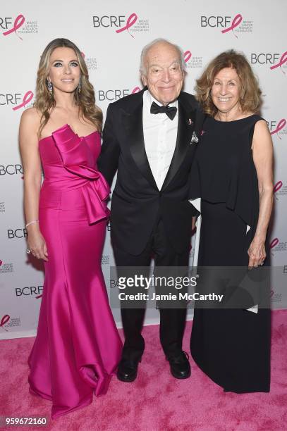 Elizabeth Hurley, Leonard A. Lauder, and Judy Glickman Lauder attend the Breast Cancer Research Foundation Hot Pink Gala hosted by Elizabeth Hurley...