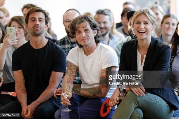 Blogger David Roth and Carl Haupt and former German fencer and olympic gold medalist Britta Heidemann during the discussion panel of Cliche Bashing...