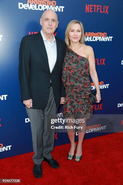 Jeffrey Tambor and Kasia Ostlun attend the premiere of Netflix's "Arrested Development" Season 5 at Netflix FYSee Theater on May 17, 2018 in Los...