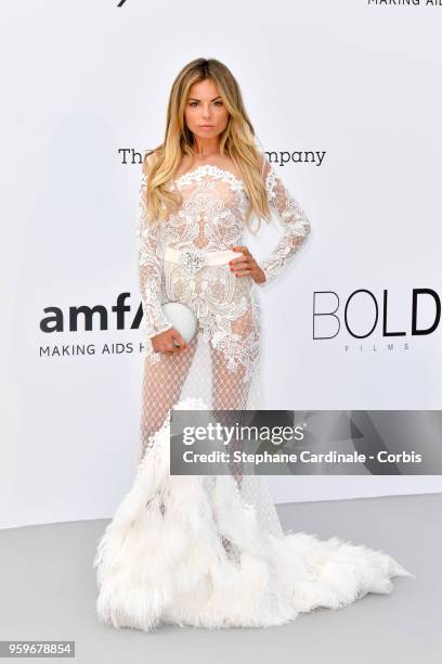 Erica Pelosini arrives at the amfAR Gala Cannes 2018 at Hotel du Cap-Eden-Roc on May 17, 2018 in Cap d'Antibes, France.