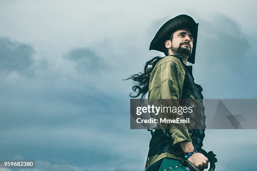 Pirate standing in front of the storm. Fantasy Pirate standing in front of the storm. Fantasy