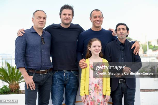 Francesco Acquaroli, Edoardo Pesce, Alida Baldari Calabria, director Matteo Garrone and actor Marcello Fonte attend "Dogman" Photocall during the...