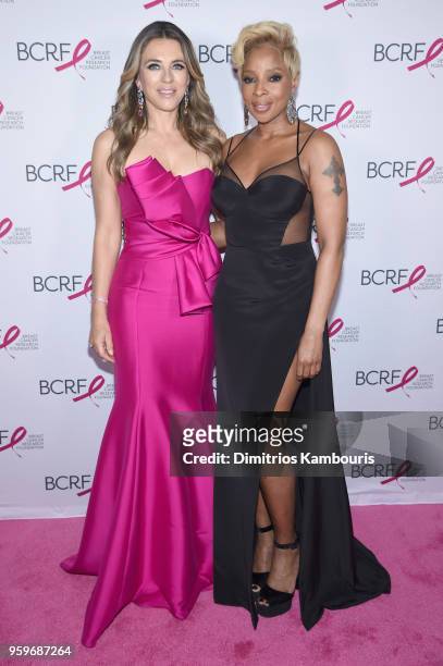Elizabeth Hurley and Mary J. Blige attend the Breast Cancer Research Foundation Hot Pink Gala hosted by Elizabeth Hurley at Park Avenue Armory on May...