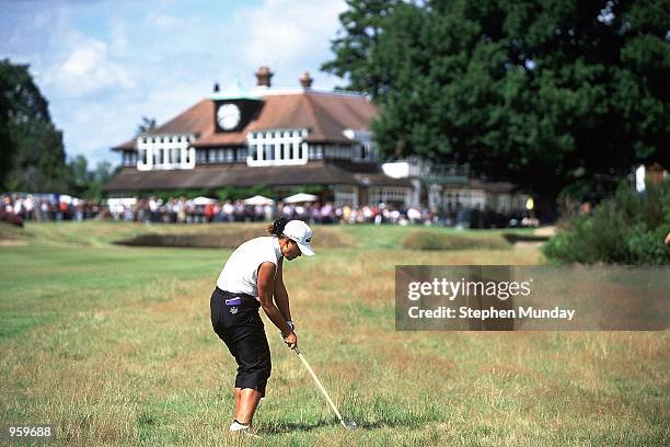 Se Ri Pak of Korean Republic plays out of the rough during the Weetabix Women's Open on the Old Course at Sunningdale Golf Club in Sunningdale,...