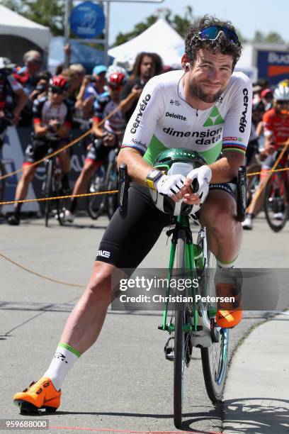 Mark Cavendish of Great Britain riding for Team Dimension Data awaits the start of stage five of the 13th Amgen Tour of California, a 176km stage...