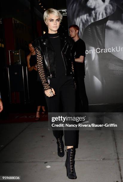 Cara Delevingne is seen on May 17, 2018 in New York City.