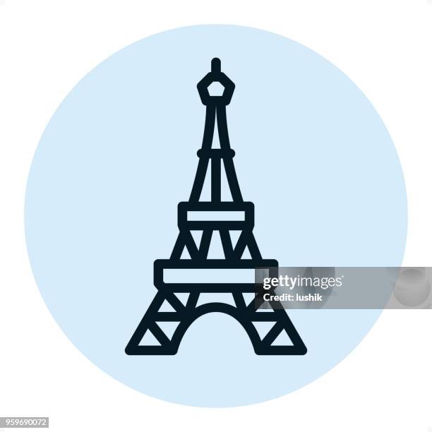 ilustrações de stock, clip art, desenhos animados e ícones de eiffel tower - pixel perfect single line icon - torre eiffel
