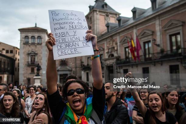 People protesting during the International Day Against Homophobia, Transphobia and Biphobia to demand equality for LGBT community.