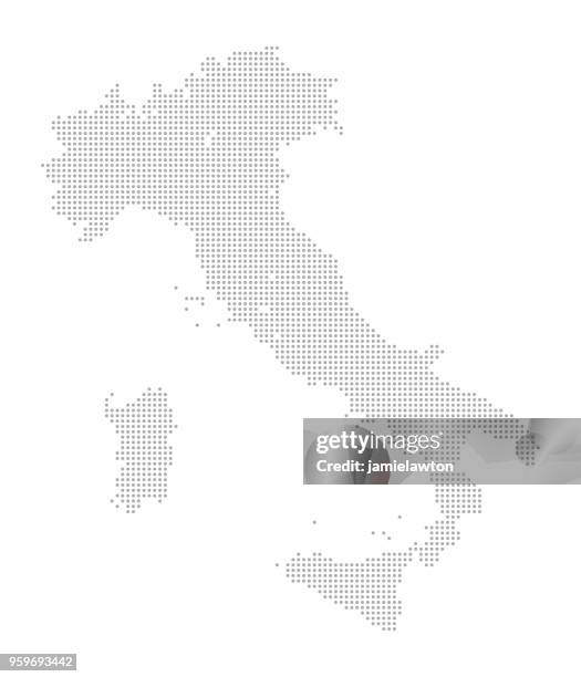 illustrazioni stock, clip art, cartoni animati e icone di tendenza di mappa dei puntini - italia - spotted