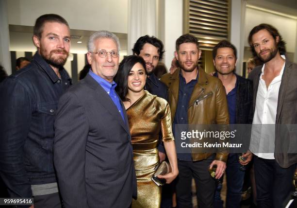 Stephen Amell, President of The CW Television Network Mark Pedowitz, Jeanine Mason, Nathan Parsons, Jensen Ackles, Misha Collins and Jared Padalecki...