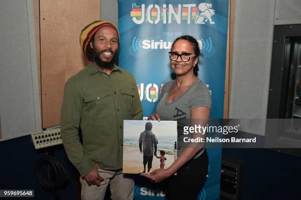 Ziggy Marley and Pat McKay pictured before an exclusive listener event for the SiriusXM Channel 'The Joint' at Village Studios on May 17, 2018 in Los...